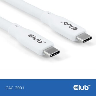 Club3D Kabel USB-C 4.0, 20Gbps, 4K60Hz, PD 240W, 2m, bílá