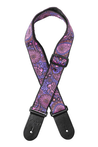 Stagg SWO-PSLY 1 PNK, kytarový popruh, vzor paisley, růžový
