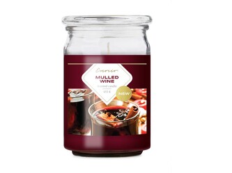 Emocio Sklo 93x142 mm se skleněným víčkem Mulled Wine, vínová vonná svíčka