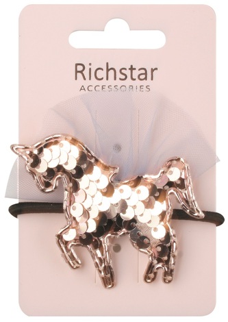 Gumička do vlasů zlatý jednorožec 1 ks, 8 x 6,5 cm