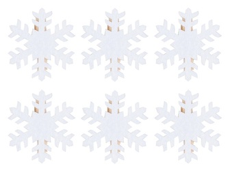 Vločky z filcu na kolíčku 5 cm, 6 ks