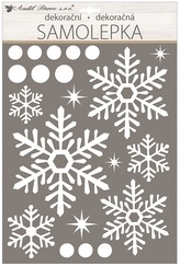 Samolepka vločky, bílá s glitry 28 x 41 cm