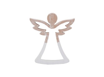 Anděl dřevo 130x150mm na postavení, přírodní, bílá