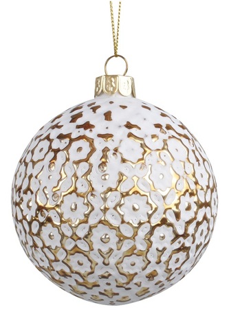 Sada skleněných baněk 8 cm, 4 ks v balení, zlatá s patinou