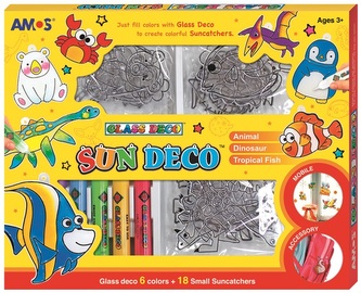 Sada ZVÍŘÁTKA, barvy na sklo 6 ks + 18 sklíček