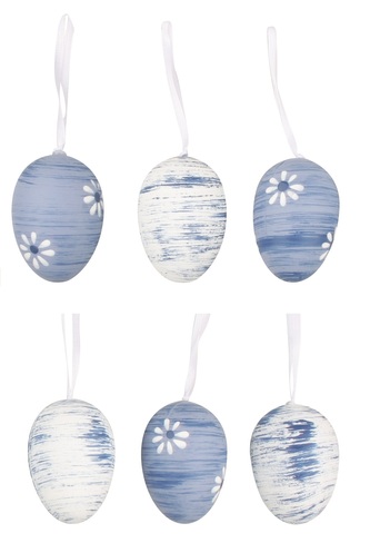 Vajíčka modrá plastová na zavěšení 6 cm, 6 ks v balení