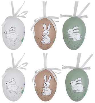 Vajíčka se zajíčky na zavěšení 6 cm, 6 ks v balení