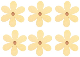 Dřevěné květy s kolíčkem 4 cm, 6 ks