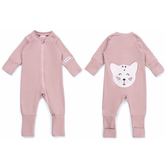 Moniel Dětský rostoucí overal Kočka Pastel růžová 80/86 cm