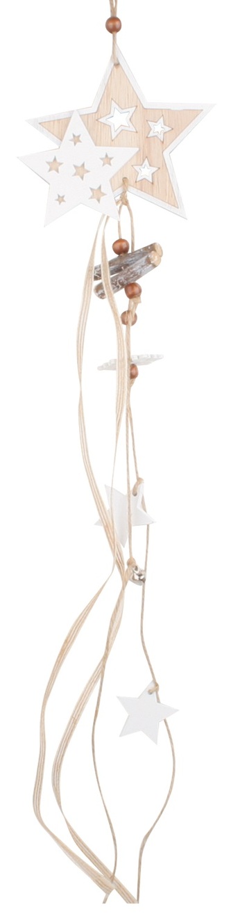 Dřevěná hvězda s ozdobou na zavěšení 63 cm