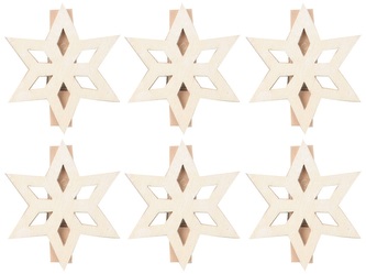 Hvězdy dřevěné na kolíčku 4 cm, 6 ks