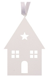 Kovový domek na zavěšení bílý 7 x 9,5 cm