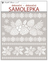 Samolepky bílé s glitry 38x31 cm, šišky