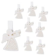 Anděl bílý akryl s glitry 3 cm, na kolíčku, 8 ks