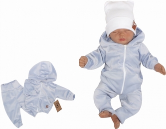 Z&Z Velurová, semišková tepláková souprava HEART - sv. modrá, vel. 86; 86 (12-18m)