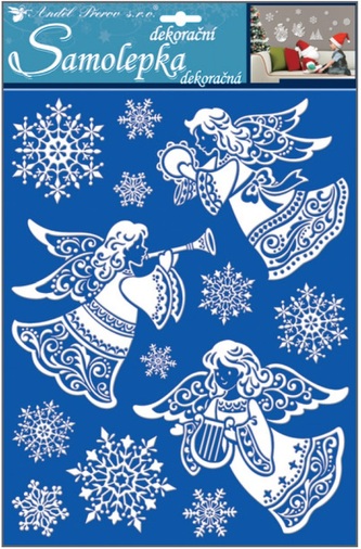 Samolepky andělé se sněhovým efektem 35 x 27,5 cm