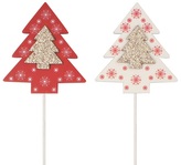 Dřevěné stromky na špejli s glitry 8 cm + špejle, 2 ks