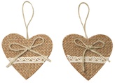 Srdce jutové s krajkou na zavěšení 7 cm, 2 ks