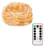 LED řetěz Nano - 10m, 100LED, 8 funkcí, ovladač, 3xAA, IP44, teplá bílá