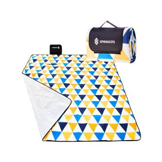 Pikniková deka 200x200, žluto-modrá SPRINGOS COLOUR