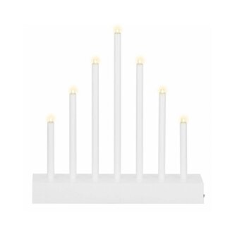 LED vánoční svícen - 7 svíček, 20cm, 3xAA, bílý