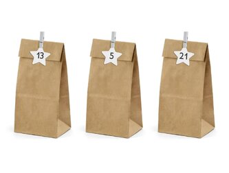 Adventní kalendář - papírové pytlíčky hnědé 24 ks