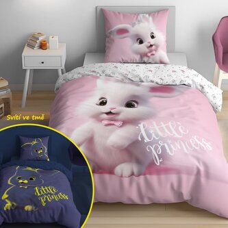 DETEXPOL Povlečení Králík Little Princess svítící  Bavlna, 140/200, 70/80 cm