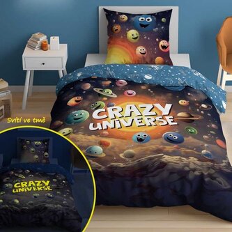 DETEXPOL Povlečení Veselý vesmír svítící  Bavlna, 140/200, 70/80 cm