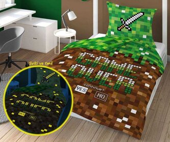DETEXPOL Povlečení Kostičky Game Over svítící  Bavlna, 140/200, 70/80 cm DETEXPOL Povlečení Kostičky Game Over svítící  Bavlna, 140/200, 70/80 cm