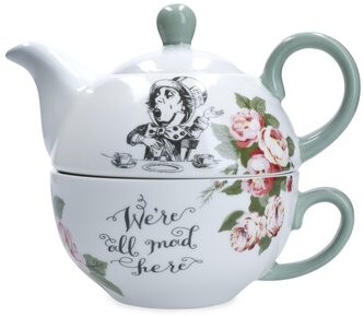 Porcelánová konvička s šálkem Alice In Wonderland