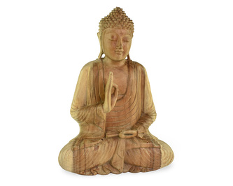 Dřevěná soška Buddha 40 cm natural - Vitarka mudra - učení