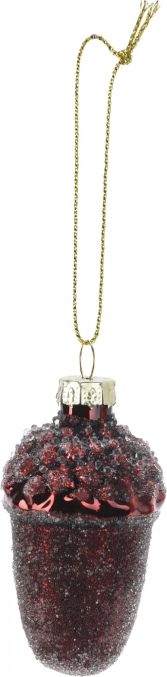 Skleněné baňky -  žaludy bordó 6,5x4 cm, sada 6 ks