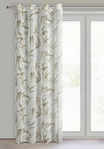 Dekorační jemný vzorovaný závěs s kroužky PADRE olivová 140x250 cm (cena za 1 kus) MyBestHome