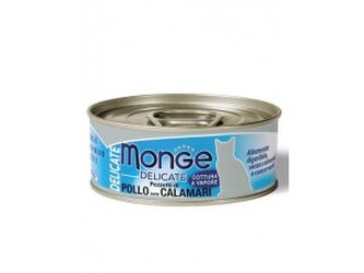 MONGE DELICATE Cat  konzerva  kuřecí s kalamary 80g/24bal.