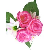 Růže kytice s přízdobou tm. růžová  H358