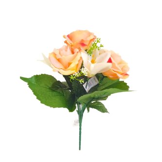 Růže kytice s přízdobou lososová  H358