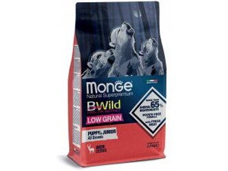 MONGE BWILD Dog - Low Grain - Srnčí, Puppy & junior 2,5kg 31/18