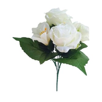 Růže kytice s přízdobou bílá  H358