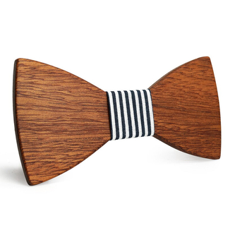 Dřevěný motýlek Gaira Blube - hnědý-bílý