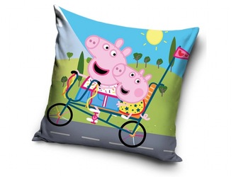 Carbotex Povlak na polštářek Prasátko Prasátko Peppa Výlet na kole 40x40 cm