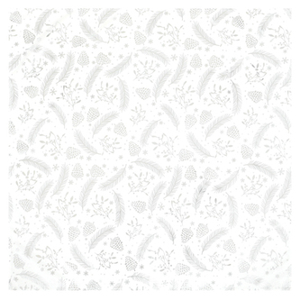 Ubrus - stříbrný vánoční vzor, 100% polyester, 80 x 80 cm.