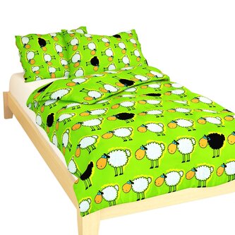 Dadka Povlečení krep do postýlky Stádo oveček zelené 90x130, 45x60 cm