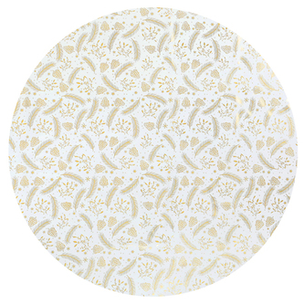 Ubrus kulatý - zlatý vánoční vzor, 100% polyester, pr. 140 cm.