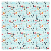 Ubrus modrý - barevný vánoční vzor, 100% polyester, 80 x 80 cm.