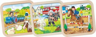 Zestaw puzzli Farma, Strażacy, Konie Goki