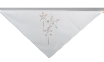 Vánoční ubrus na stůl CHRISTMAS GLAM bílá vzor hvězdy 110x160 cm
