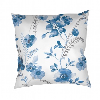 Dadka Povlak na polštář flanel Kvítí modré na bílém 40x40 cm