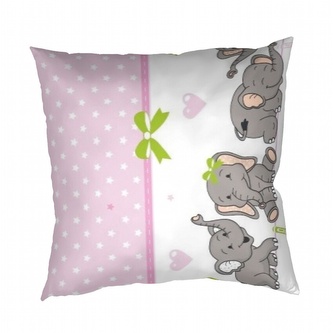 Dadka Povlak krep Sloni růžoví 40x40 cm