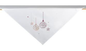 Vánoční ubrus na stůl CHRISTMAS GLAM bílá vzor ozdoby 110x160 cm
