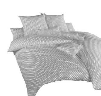 Dadka Povlečení krep Puntík bílý na šedém 140x200, 70x90 cm